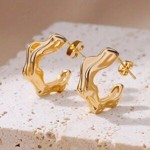 ✨✨Contemporary Gold-Toned Fluid Shape Earrings✨✨💕